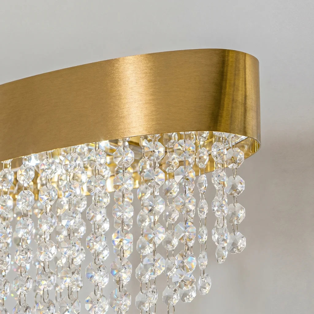 Modern brass pendant light for upscale American home interiors