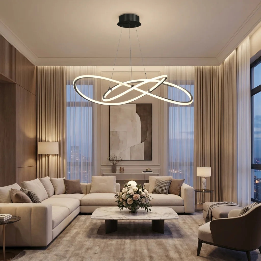 Modern chandelier light fixture for elegant living room decor