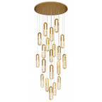 Modern crystal staircase chandelier for luxury foyer lighting by YOOGEE