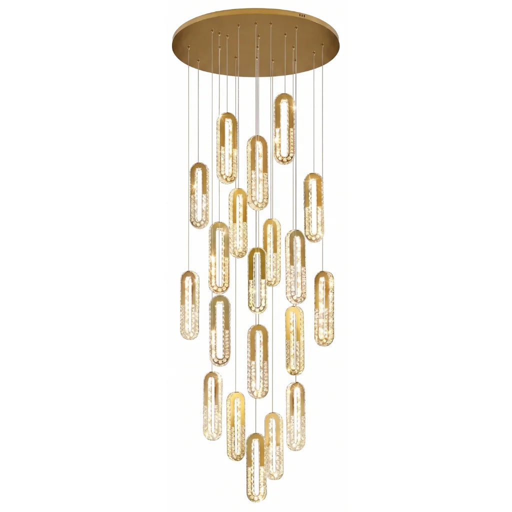 Modern crystal staircase chandelier for luxury foyer lighting by YOOGEE