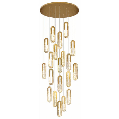 Modern crystal staircase chandelier for luxury foyer lighting by YOOGEE