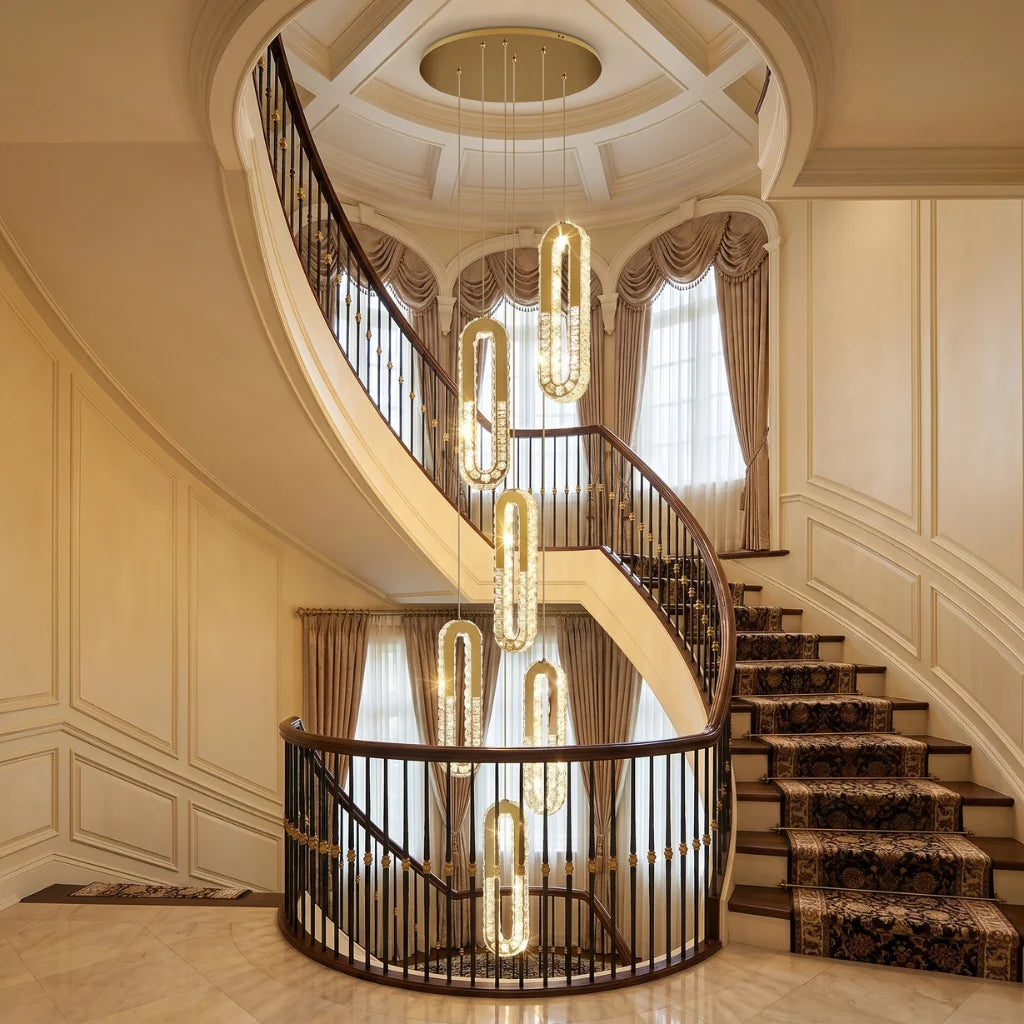 Large entryway chandelier for high ceiling home lighting in the US