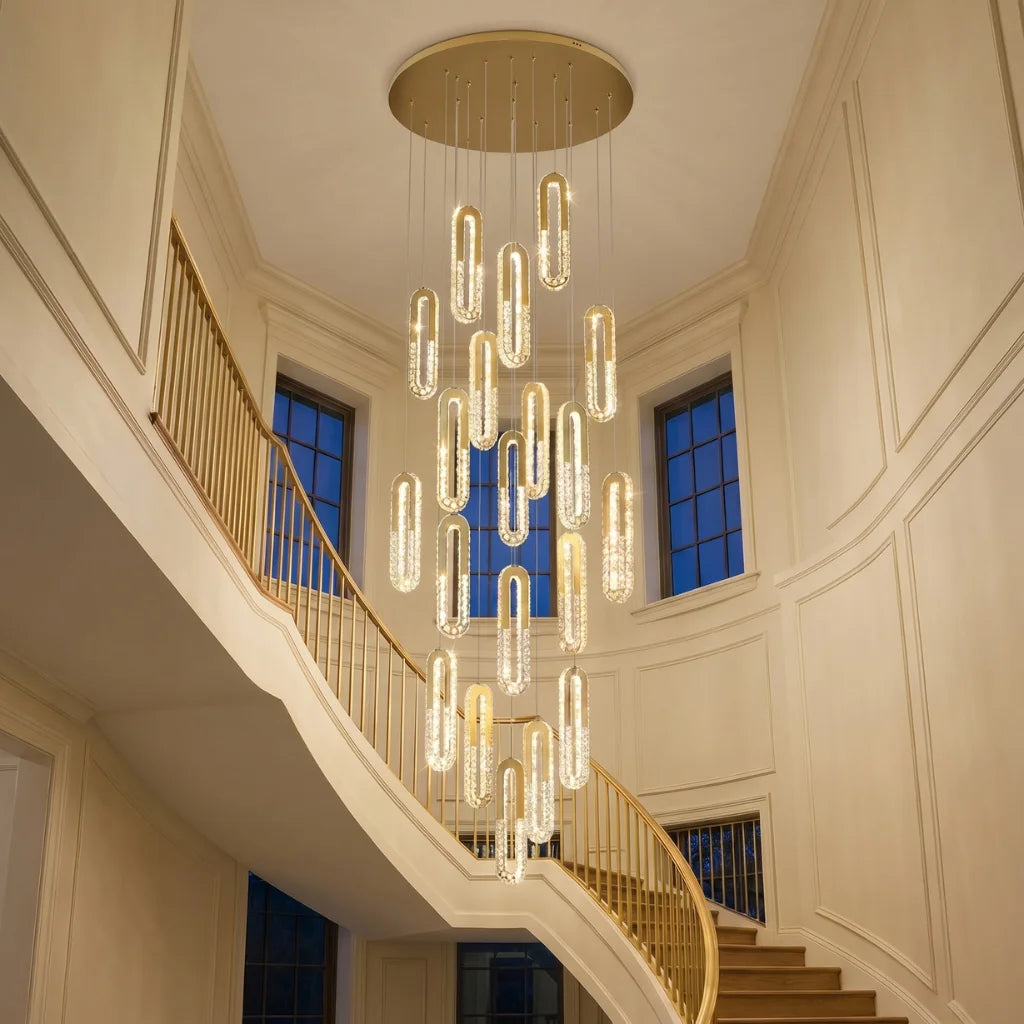 YOOGEE luxury staircase chandelier for high ceiling entryway lighting