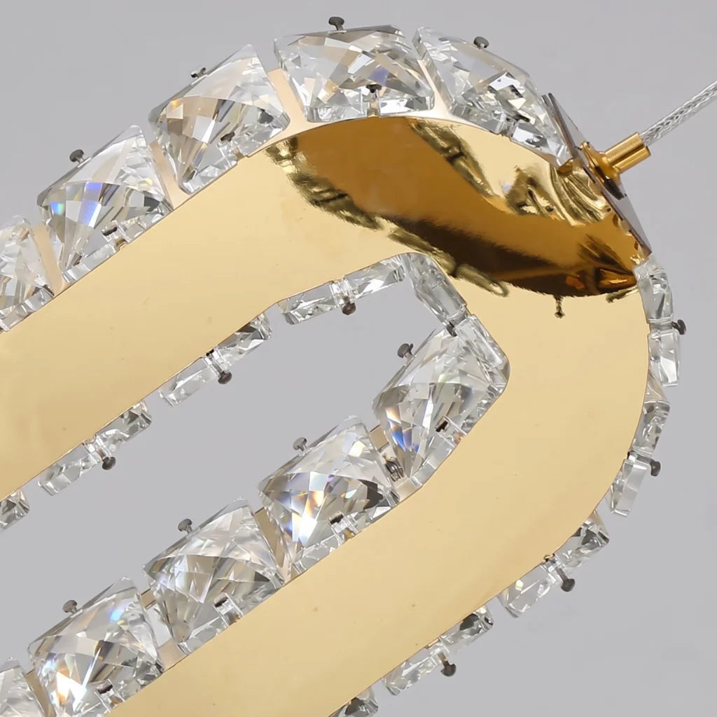 Modern crystal staircase chandelier for luxury foyer lighting by YOOGEE