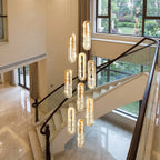 YOOGEE luxury staircase chandelier for high ceiling entryway lighting
