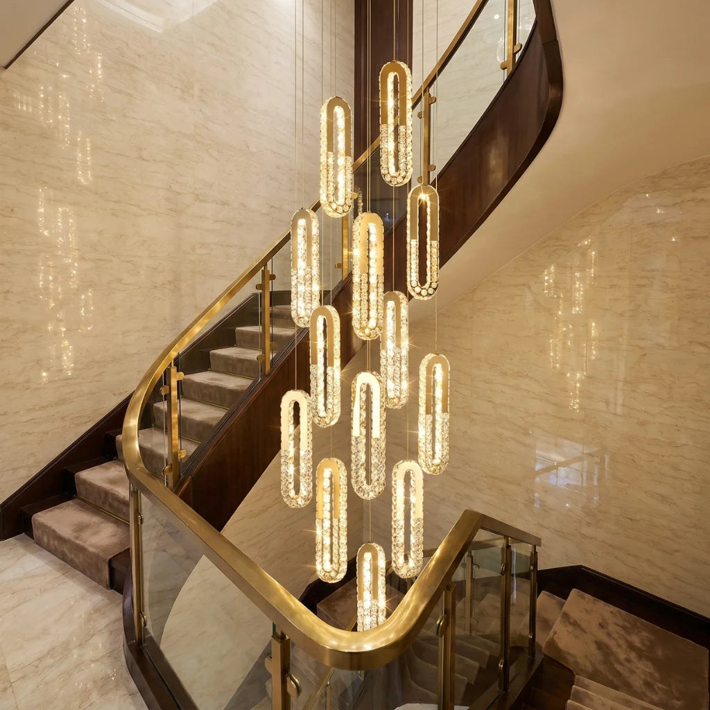 Large entryway chandelier for high ceiling home lighting in the US