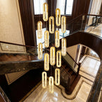 Modern crystal staircase chandelier for luxury foyer lighting by YOOGEE