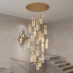 Modern crystal staircase chandelier for luxury foyer lighting by YOOGEE