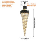 Modern crystal staircase chandelier for luxury foyer lighting by YOOGEE