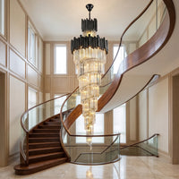Nocturne Modern Black Crystal Staircase Chandelier for Tall Foyers & Stairwells