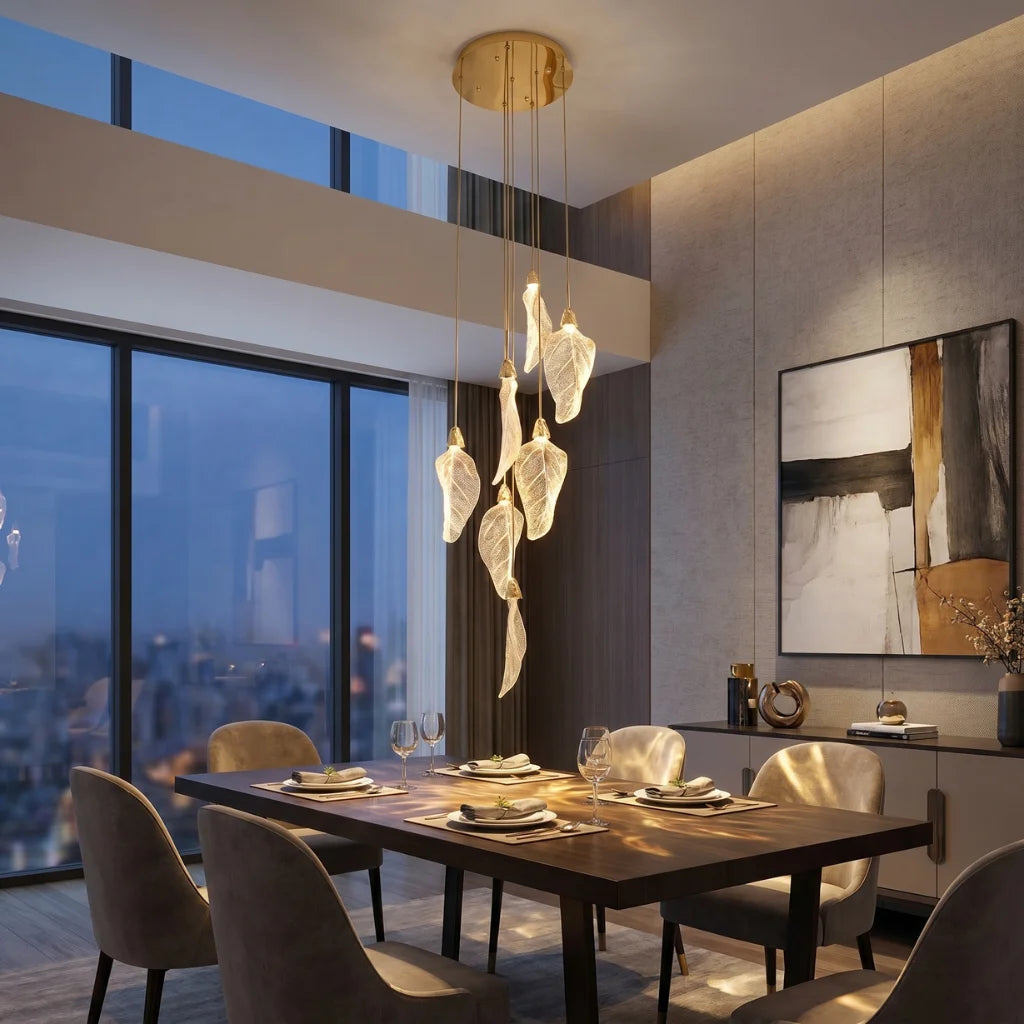 Modern crystal staircase chandelier for luxury foyer lighting by YOOGEE