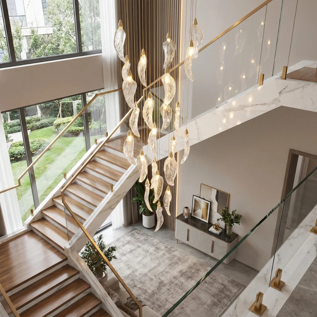 YOOGEE luxury staircase chandelier for high ceiling entryway lighting