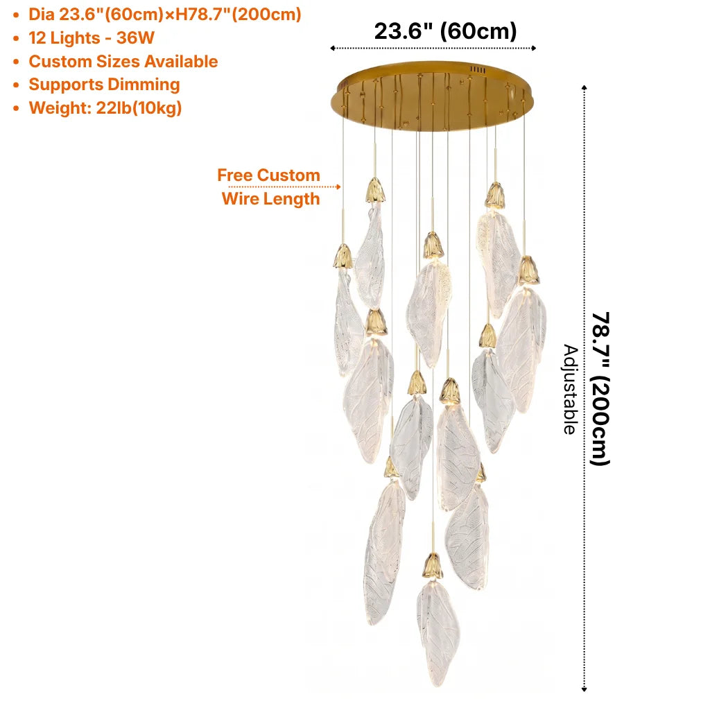 YOOGEE luxury staircase chandelier for high ceiling entryway lighting