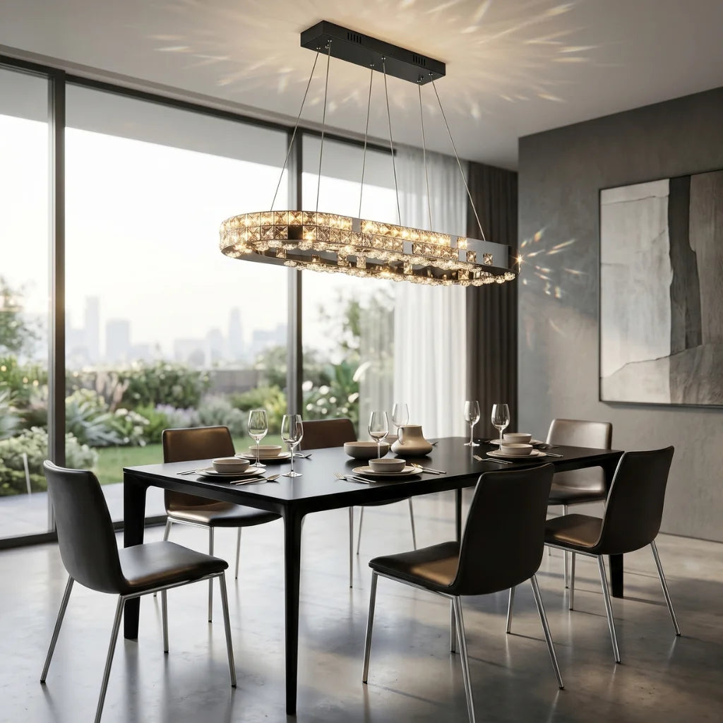 Modern brass pendant light for upscale American home interiors