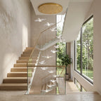 Bird Design Spiral LED Staircase Chandelier for Foyer & Stairwell