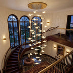 Bird Design Spiral LED Staircase Chandelier for Foyer & Stairwell