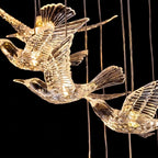 Bird Design Spiral LED Staircase Chandelier for Foyer & Stairwell
