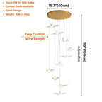 Bird Design Spiral LED Staircase Chandelier for Foyer & Stairwell