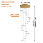 Bird Design Spiral LED Staircase Chandelier for Foyer & Stairwell