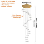Bird Design Spiral LED Staircase Chandelier for Foyer & Stairwell