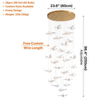 Bird Design Spiral LED Staircase Chandelier for Foyer & Stairwell