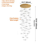 Bird Design Spiral LED Staircase Chandelier for Foyer & Stairwell