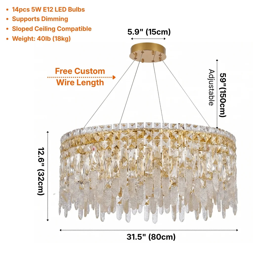 YOOGEE luxury crystal chandelier for modern dining room lighting