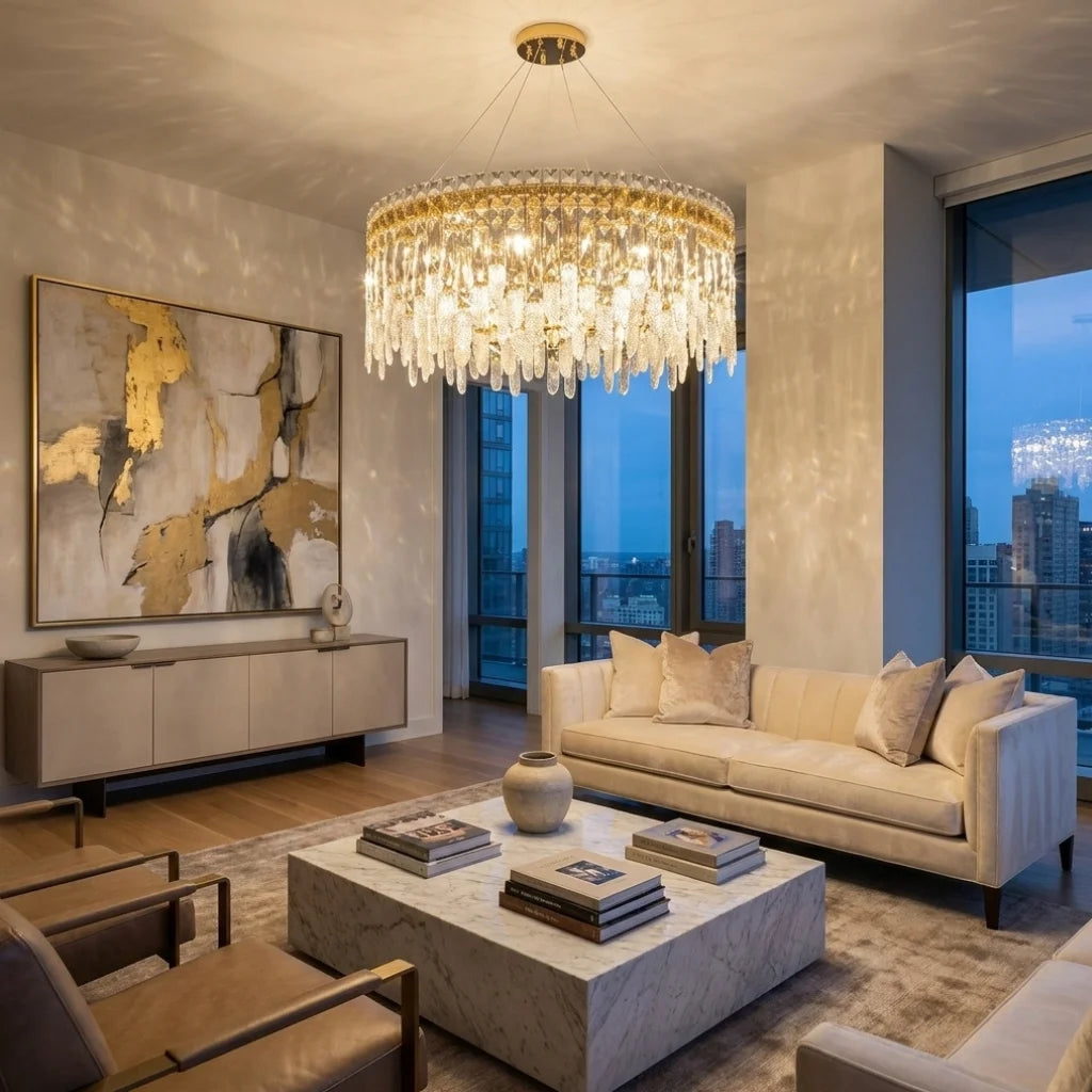 YOOGEE luxury crystal chandelier for modern dining room lighting