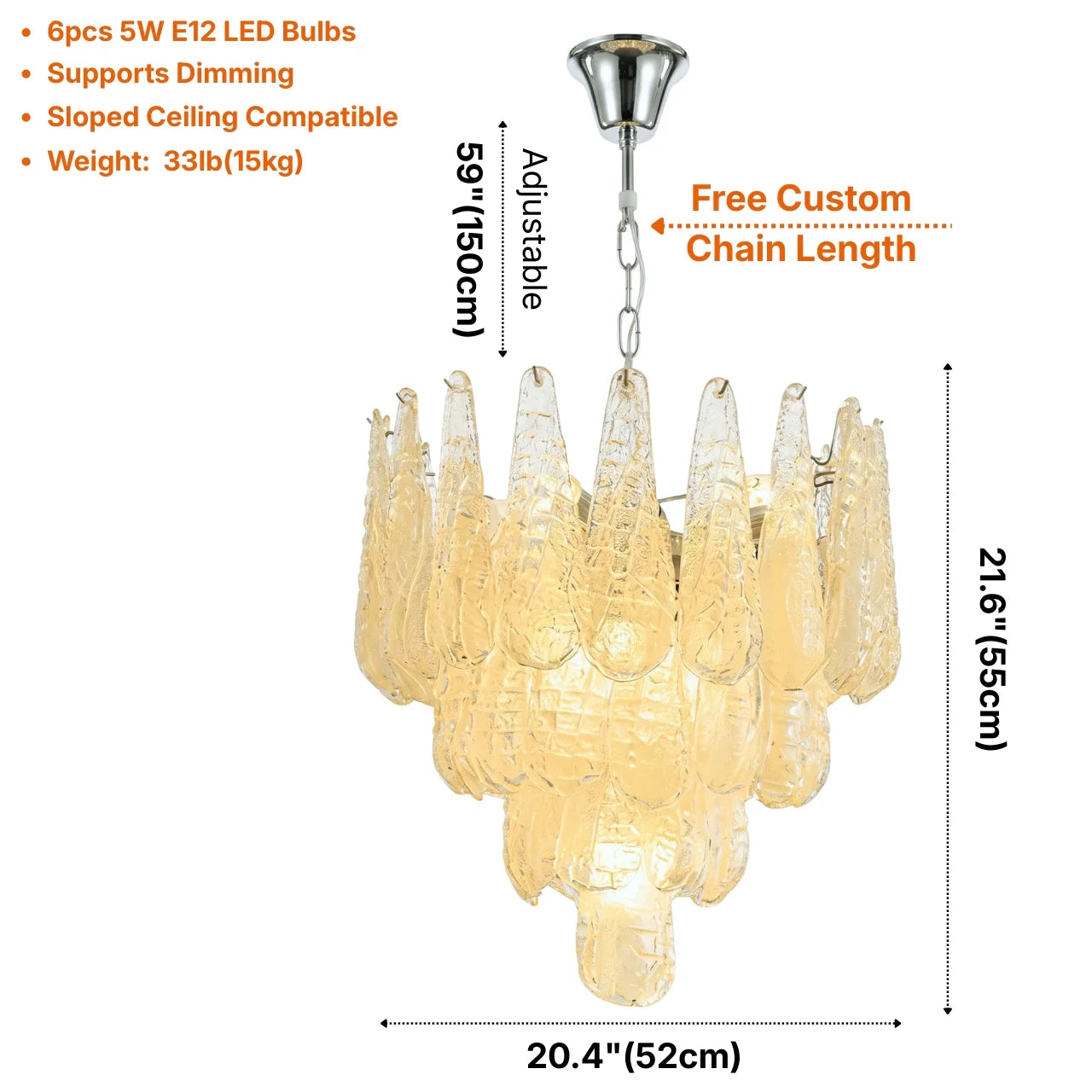 Modern chandelier light fixture for elegant living room decor