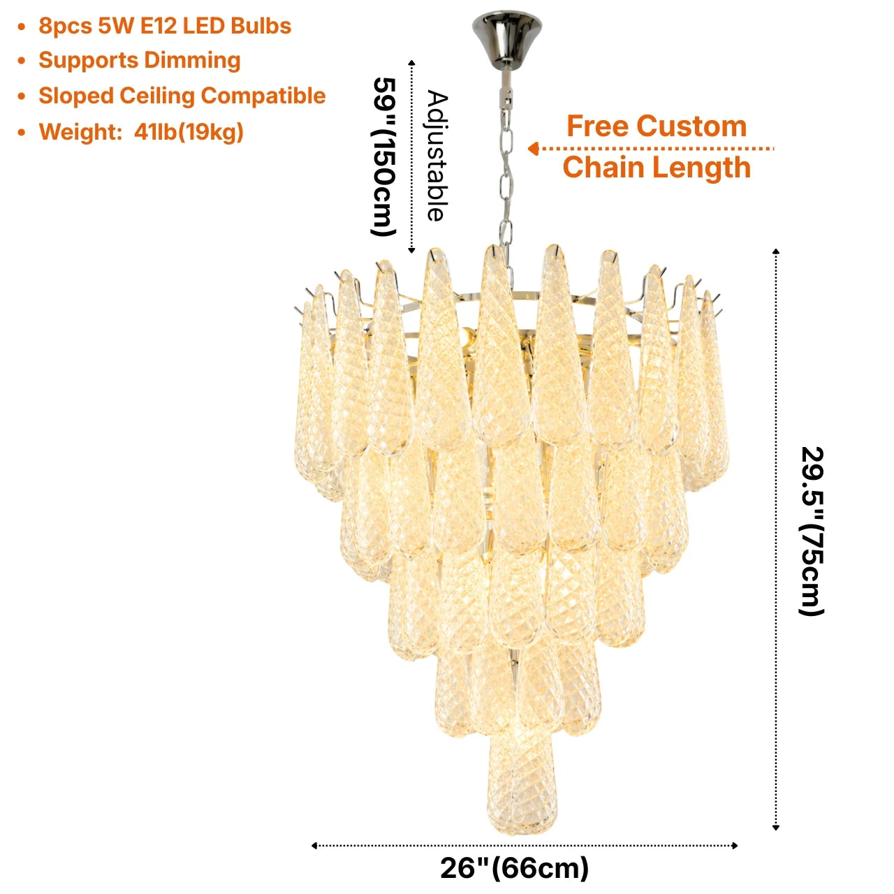Contemporary chandelier lighting fixture for luxury home decor