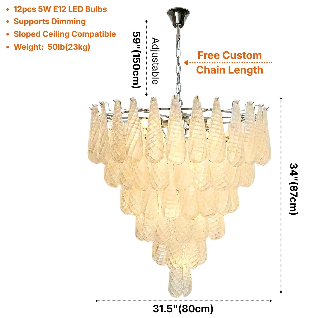 Luxury ceiling chandelier for upscale American home interiors