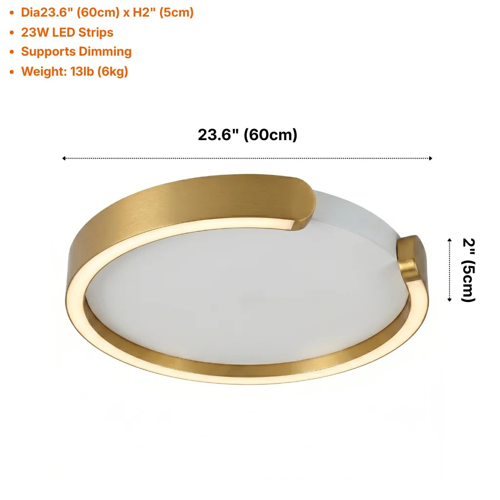 Orla Modern Gold LED Flush Mount Ceiling Light for Living Room