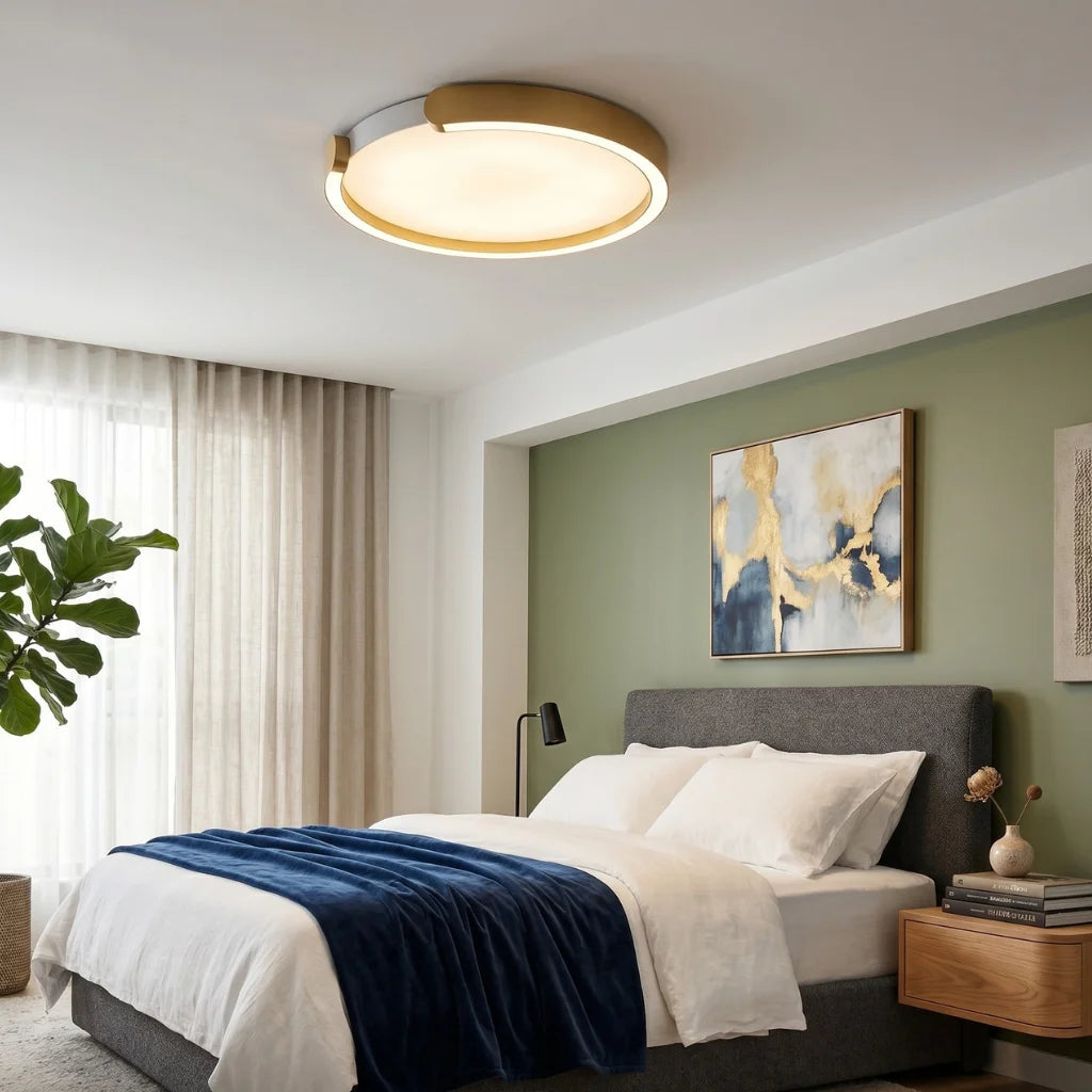 Orla Modern Gold LED Flush Mount Ceiling Light for Living Room