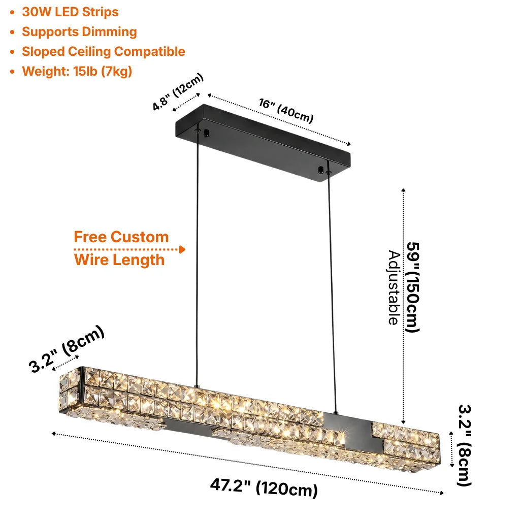 YOOGEE luxury crystal chandelier for modern dining room lighting