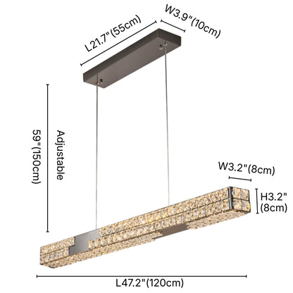 Kira Black LED Crystal Linear Pendant Light for Dining Room