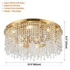 Zara Contemporary Gold Crystal Ceiling Light for Living Room