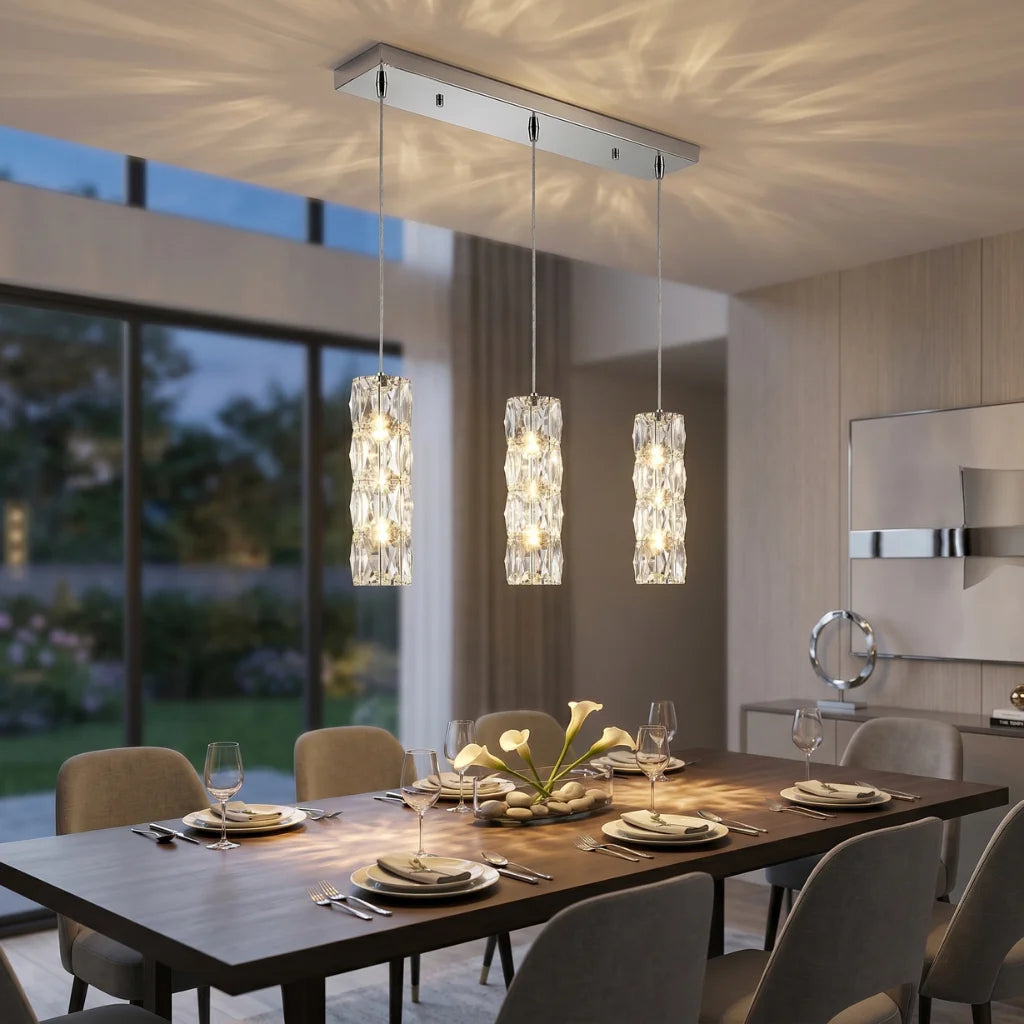 Bottle Chrome Crystal Pendant Light for Kitchen Island & Bar