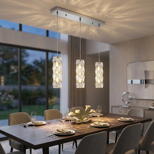 Bottle Chrome Crystal Pendant Light for Kitchen Island & Bar