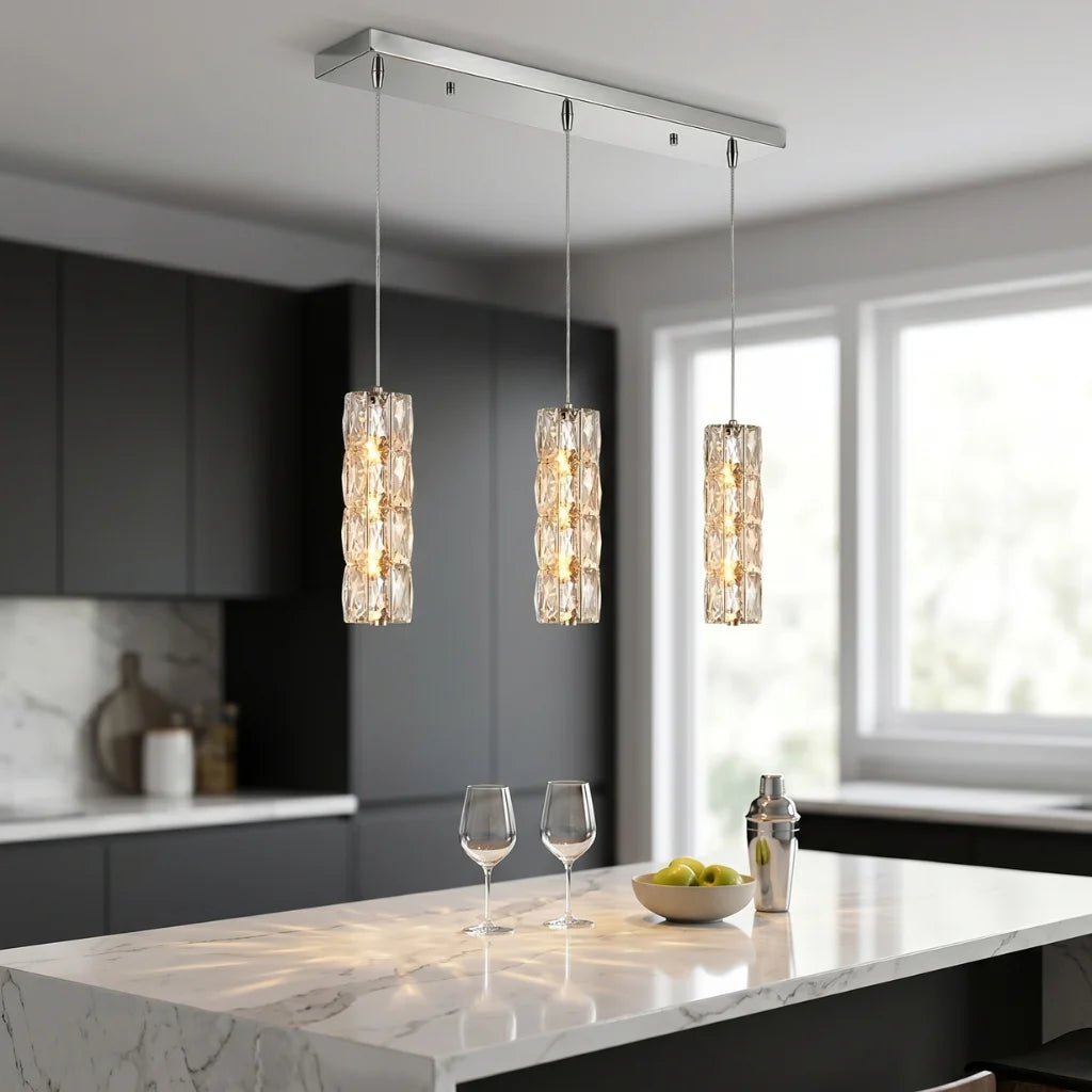 Bottle Chrome Crystal Pendant Light for Kitchen Island & Bar