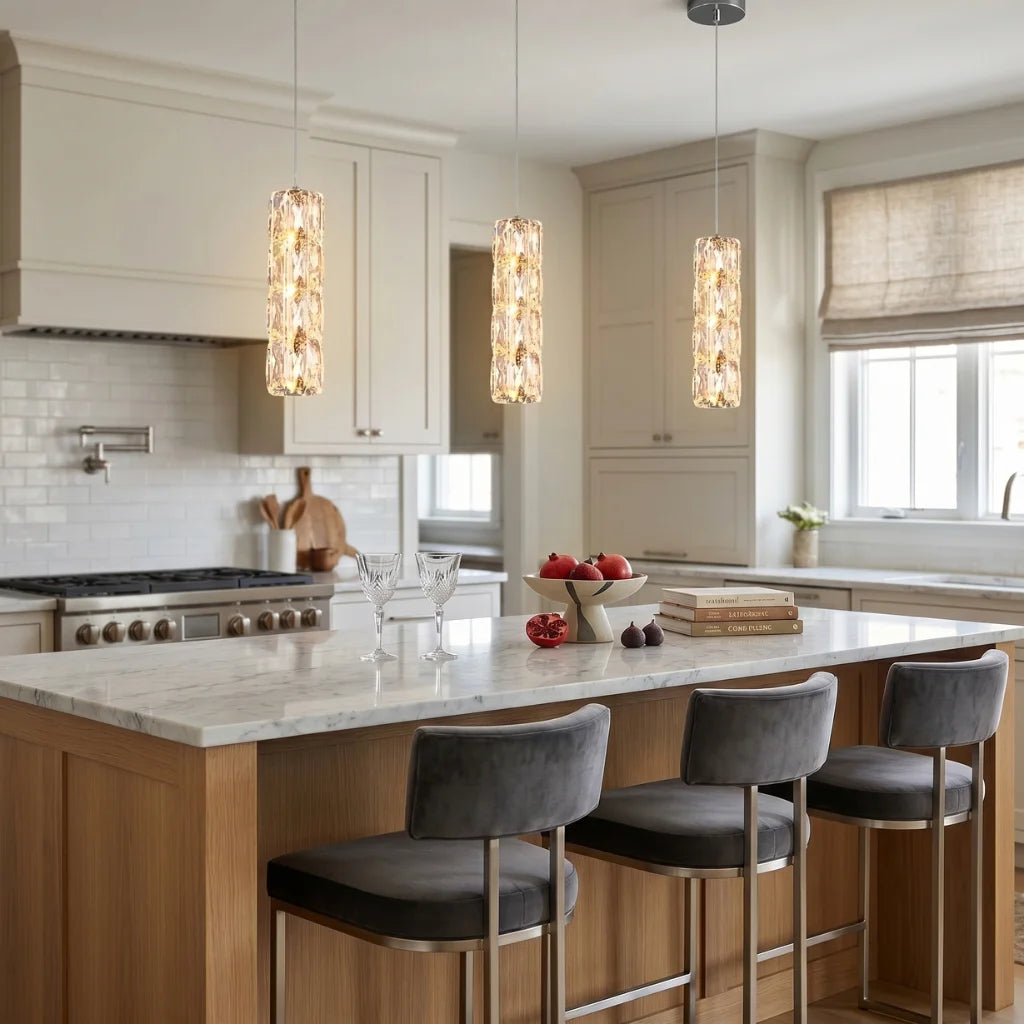 Bottle Chrome Crystal Pendant Light for Kitchen Island & Bar