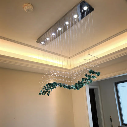 Zephy Green Stone Pendant Chandelier for Dining Room & Living Room