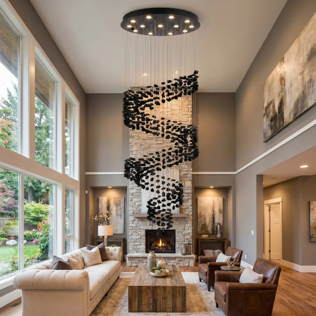 Gema Black Spiral Staircase Chandelier Dia60 size dimensions