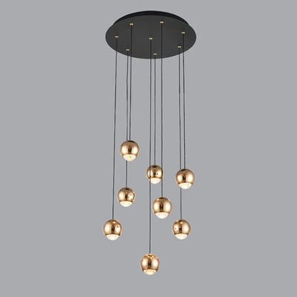 8 lights led ball chandelier for staircase