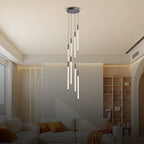 8 lights tube chandelier for staircase