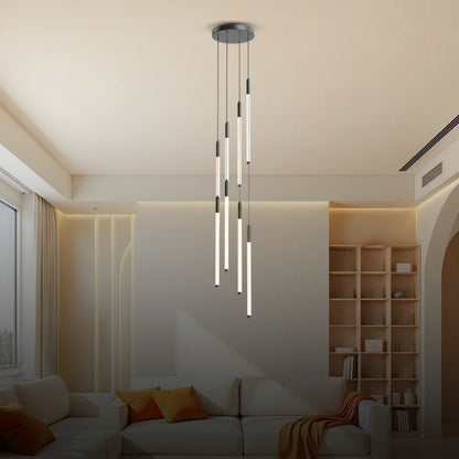 8 lights tube chandelier for staircase