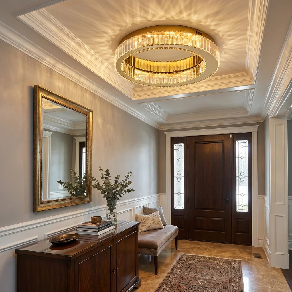 Nebula Modern Gold Crystal Ceiling Light for Living Room & Bedroom