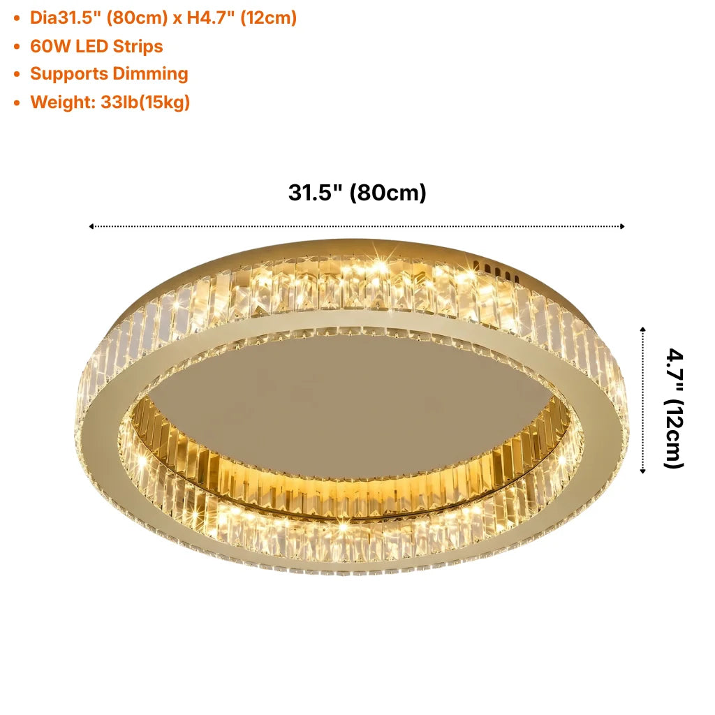 Nebula Modern Gold Crystal Ceiling Light for Living Room & Bedroom