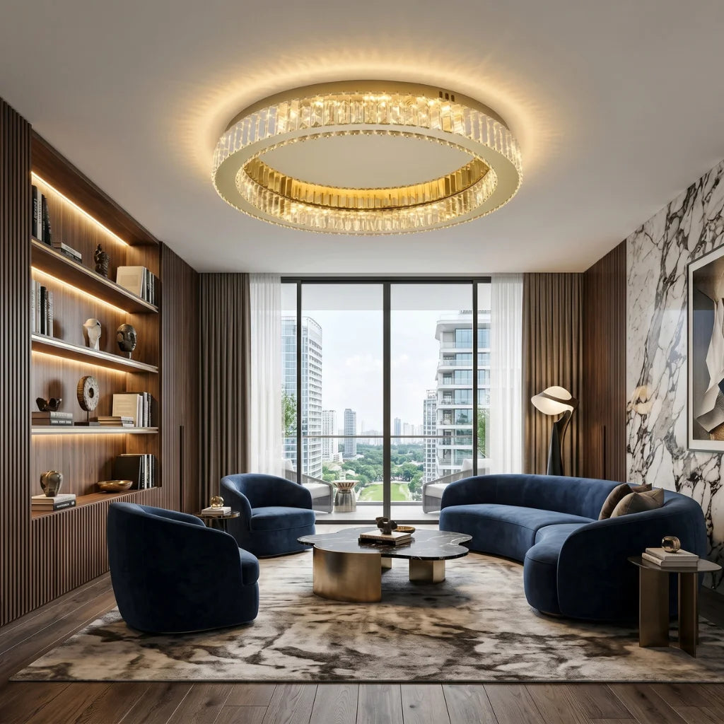 Nebula Modern Gold Crystal Ceiling Light for Living Room & Bedroom