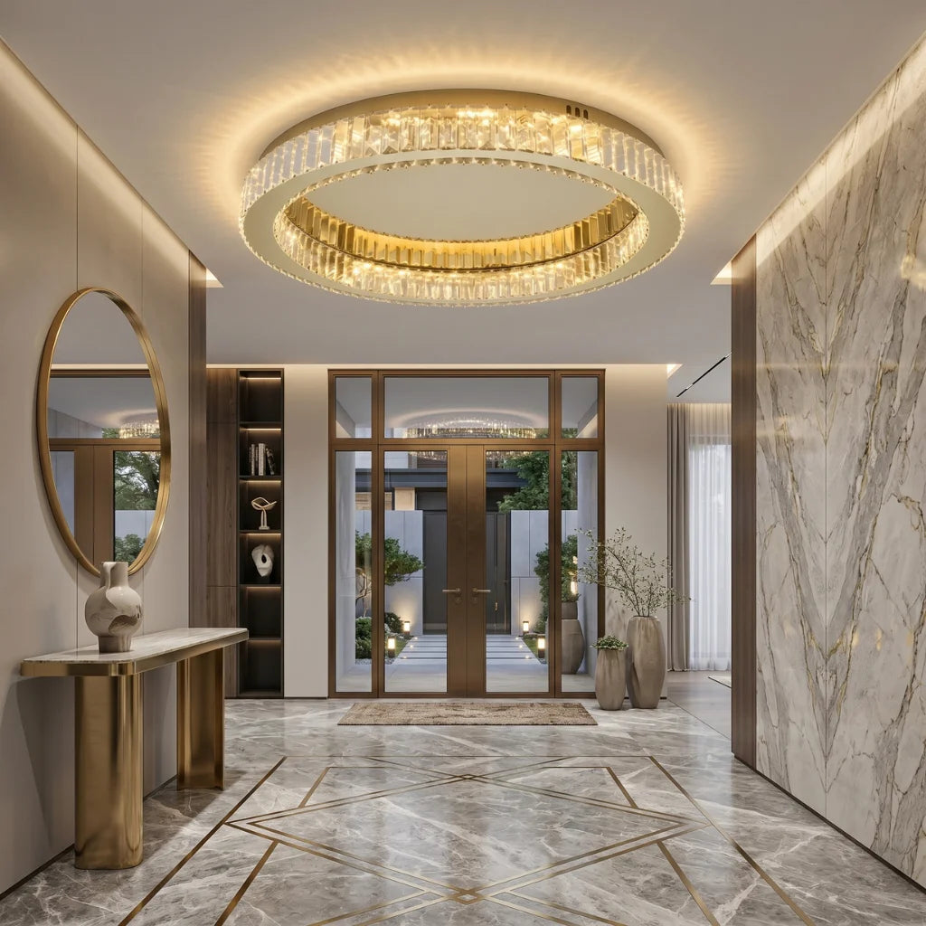 Nebula Modern Gold Crystal Ceiling Light for Living Room & Bedroom