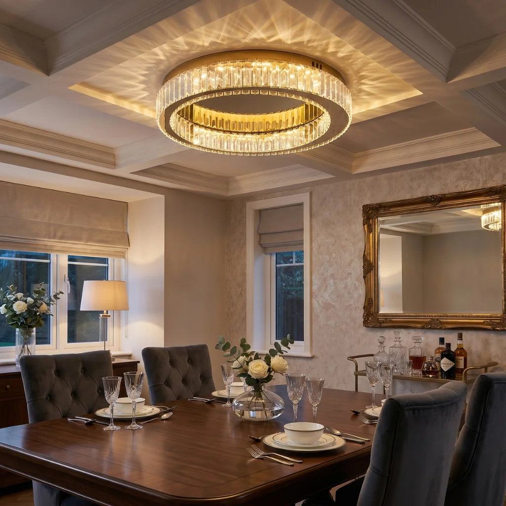 Nebula Modern Gold Crystal Ceiling Light for Living Room & Bedroom